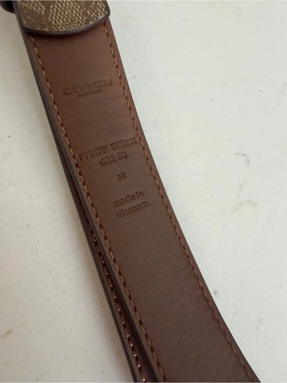 Coach Brown Signature Leather Belt with Gold Buckle Size M